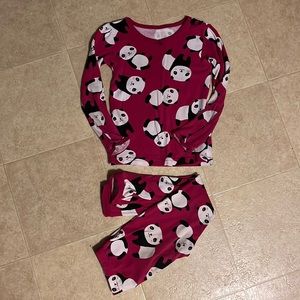 Carters Just one you panda pajama set, maroon, 5T. Pants included.